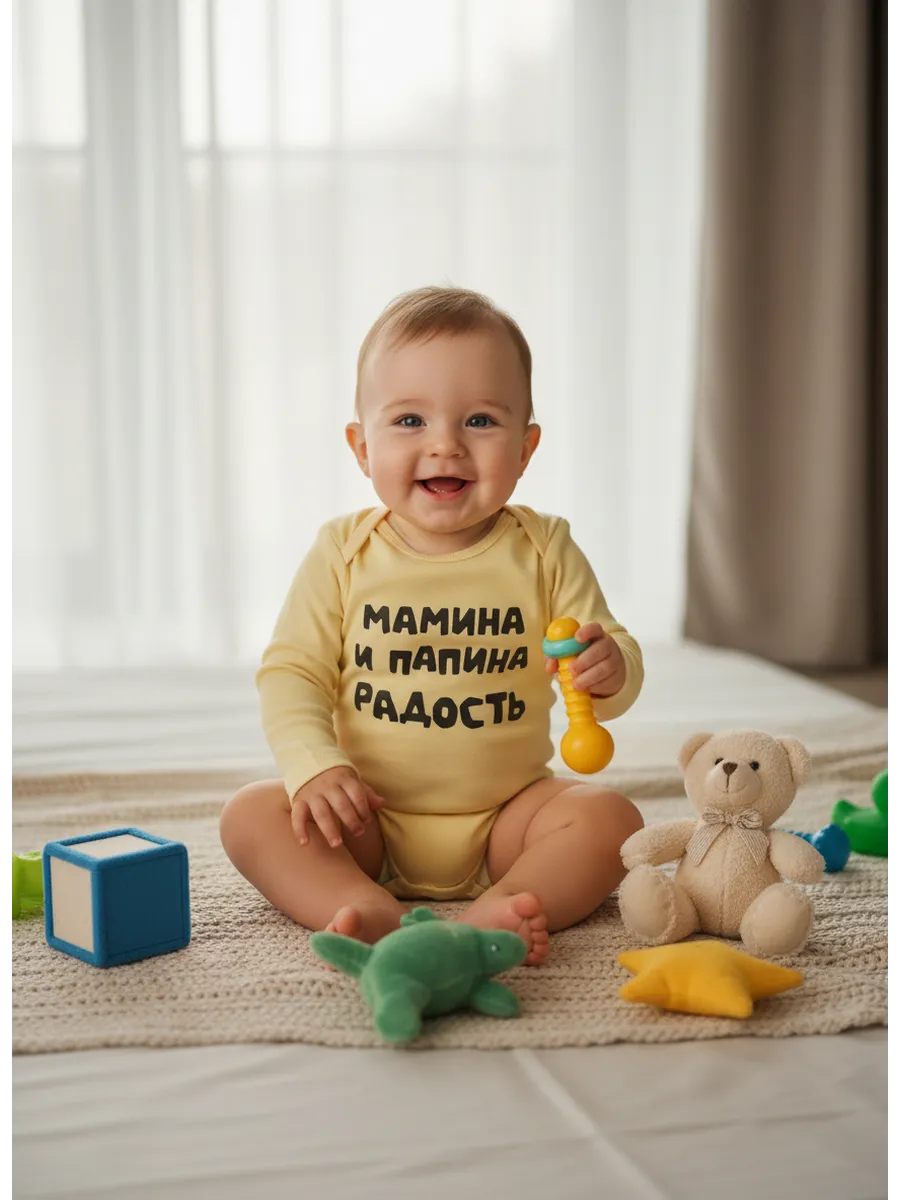 Боди папина мамина радость желтый